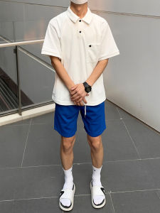 Áo Thun Nam Cổ Polo Tay Ngắn Dáng Rộng Cotton Phong Cách Mỹ Cổ Điển Thường Ngày Thời Trang Mùa Hè Tay Lửng Dáng Rộng