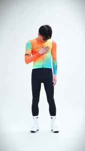 Spakct | SPAKCT Mens Long Sleeve Cycling Jersey Ultra-Lightweight Breathab Autumn Cycling Suit With Colorful Gradient