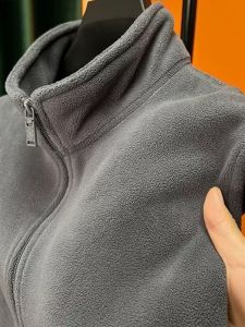 Áo Khoác Ngoài Không Tay Dày Dặn Có Khóa Kéo Cổ Đứng Cho Nam Áo Khoác Ngoài Mùa Thu Đông Áo Khoác Ngoài Bằng Vải Nỉ