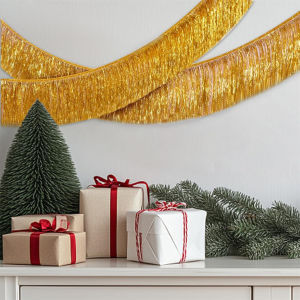 Gold Foil Fringe Garland Party Decorations Tinsel Metallic Glitter Banner Hanging Banner Table Skirt for Birthday Bride