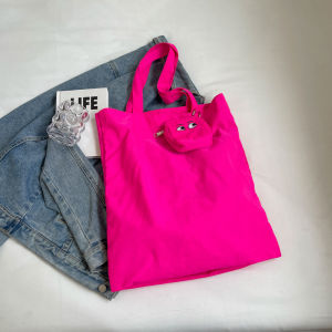 Rose Girl Large Capacity Shopping Bag Cute Embroidered Oversized Eyes Portable Foldable Storage Bag Lightweight Multi-purpose Handbag