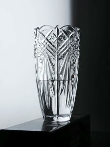 Bohemia Czech Imported Crystal Glass Vase Classic Carved European Style Dining Table Flower Arrangement Home Ornaments