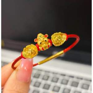 Vòng tay nữ Ông Thần Tài mic 2 Thỏi Vàng chiêu tài lộc may mắn