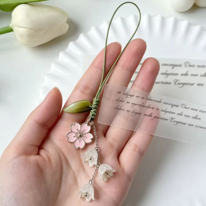Y2K Tulip Flower Mobile Phone Straps DYM Cute For iPhone Short Lanyard Hand Rope Kawaii Keychain Phone Strap Fashion Pendant