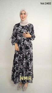 NMR Midi Dress Rayon Viscose Kerut Vol 2402-1