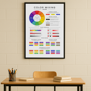 Color Mixing Color Theory Chart Color Theory Teaching Poster For Wall Art Decor Home Living Room Classroom Kids Learning Room