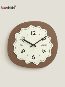 Mandelda Cream Style Wall Clock Living Room Creative Hanging Clock Simple Modern Design No Drilling Required New 2024 Model