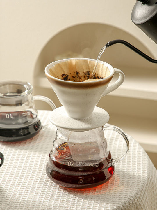 Ceramic Coffee Filter V60 Glass Drip Coffee Maker Ear Hanging