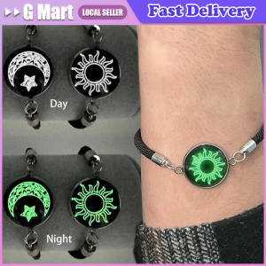 2PCS Luminous Sun and Moon Lover Bracelet for Couple Women Men Stainless Steel Woven Rope Glowing Jewelry Valentines Day Gifts