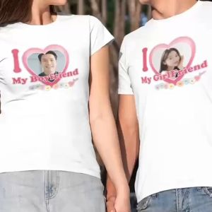 Transfer it Customized/Personalized Couple T-shirt I love my boyfriend & I love my girlfriend Design