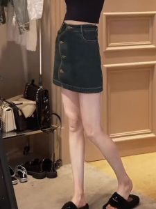 Oajer Flagship Store Retro เดนิม Mini กระโปรง ผู้หญิง ฤดูใบไม้ผลิ Season High เอว กระโปรงทรงเอ Pure Color สไตล์เกาหลี แฟชั่น