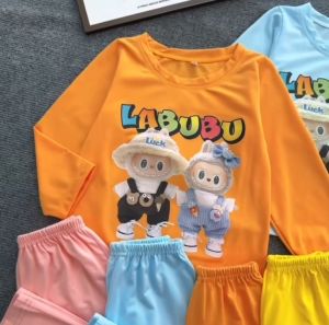 Bộ dài taybộ thu đông bé trai bé gái hình in labubu cho bé từ 6kg-30kg.DT