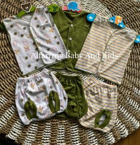 Serian Hijau 3 Setelan Baju bayi kutung Newborn
