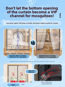 CHUSHE | Smoke-resistant Kitchen Door Curtain Magnet No Drill Transparent