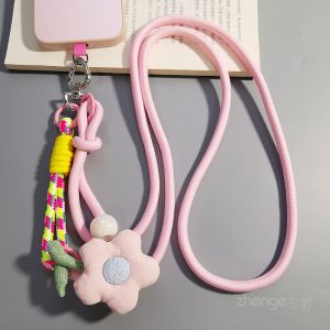 Adjustable Crossbody Phone Strap Three-in-One Long Lanyard Outdoor Travel Shell Anti-Loss Chain Fashionable Floral Design