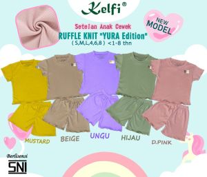 Setelan Knit Kelfi / Setelan Baju Anak Cewek Usia 1 - 8 Tahun Yura Edition Bahan Adem dan Lembut Bisa COD