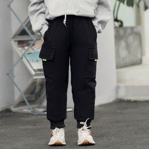 Thickened down Trousers for Children Ice Man Brand Winter Workwear Polyester Fiber Middle Waist White Duck down Filling