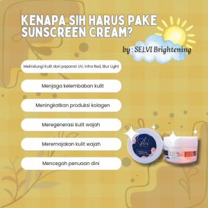 SELVI Brightening Glowing Sunscreen Cream With DNA Salmon Krim Siang SPF 30 Niacinamide Arbutin Collagen 125gr