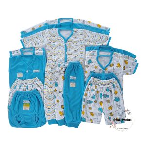 Setelan Baju Bayi Motif Laut & Hewan - Campuran Kapas-Poliester - 0-4 Bulan