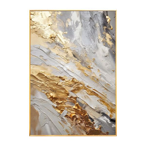 Hand-Painted Modern Luxury Living Room Sofa Background Wall Art Large Texture Gold Foil Flowing Color Entrance Decorative Painting