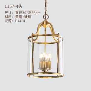 American Style Full Copper Restaurant Hanging Lamp Bar Balcony Glass Tube Light Porch Entrance Hall Bird Cage Long Staircase