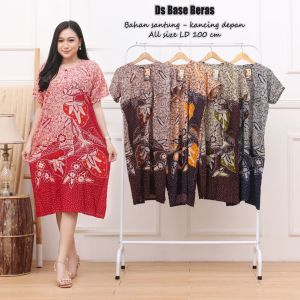 Daster Batik Lengan Panjang Longdress Baju Santai Wanita Murah Grosir