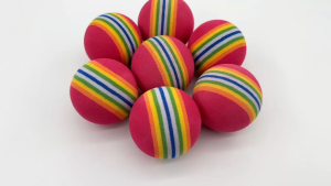 ลูกกอล์ฟฝึกซ้อมในที่ร่ม (Q007) สีแดง/สีฟ้า/สีเหลือง แบบโฟม 12 ลูก