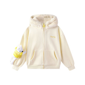 Cute 3D Bear Plush-lined Hooded Jacket