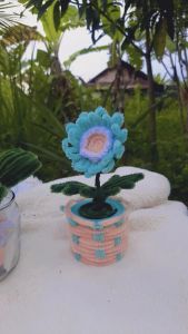 Bunga pot mini/bunga kawat bulu