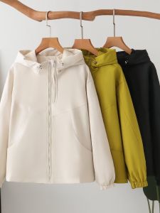 แจ็คเก็ตมีฮู้ดทรงหลวมยาวปานกลางสไตล์ลำลองสำหรับผู้หญิงไซส์ใหญ่ แจ็คเก็ตฤดูใบไม้ร่วงฤดูหนาว แจ็คเก็ตผู้หญิง แจ็คเก็ตผู้หญิง