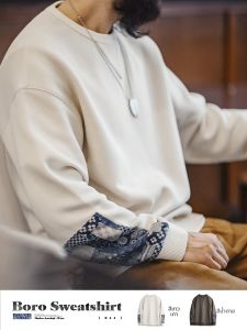 MADEN | Áo Hoodie cổ tròn phong cách Boro Nhật Bản