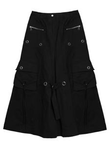 Váy Mini Công Sở Màu Đen Cạp Cao Cho Nữ Mùa Xuân Thu Váy Chữ a Bằng Vải Denim Phong Cách Hàn Quốc Váy Công Sở Cạp Cao