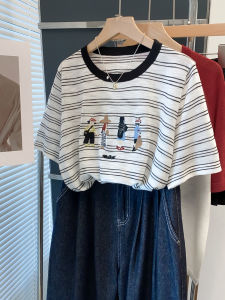 JIANDIYA | Striped Loose Knit T-Shirt