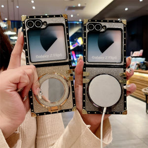 New Case For Samsung Z Flip 3 Z Flip 4 Z Flip 5 Z Flip6 OPPO Find N2 Flip Fashion Car Mount Compatible Mirror Holder Stand Phone Case Protective Cover Cellphone Casing