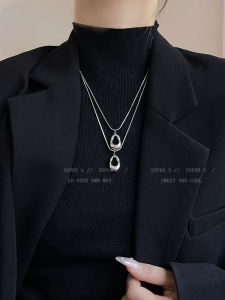 Liquid Waterdrop Metal Pendant Necklace for Women Simple Unique Design Snake Bone Chain Cold Style Personal Lockbone Chain Accessory