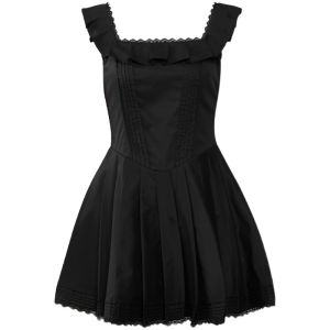 TAMMY TANGS | Sweet Girl Black Dress Fishbone Waist Slimming Gored Skirt Back Zipper No Sleeve City Walk Work Commute Date Party Gored Skirt