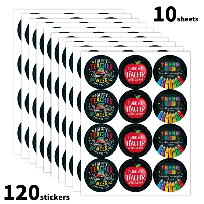 120pcs-10 Sheets Teacher Appreciation StickersThank You Labels For Teacher’S DayGraduation SeasonBack-To-SchoolGift Wrapping