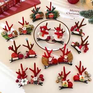 Christmas Hair Accessories 2024 New Deer Antlers Headband Clip Cute Elk Hair Clip Headpiece Pair Clip Christmas Hair Clip