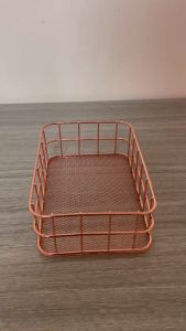 Yali Home Makeup & Cosmetic Organizer Storage Basket Nordic Rose Gold Metal 1pc Mesh Base for Home Kitchen Bathroom