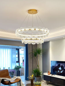 Minimalist Modern Net Red Bedroom Light Dining-Room Lamp Full Spectrum Eye Protection Glass Lobby Light Accessible Luxury Living Room Crystal Chandelier