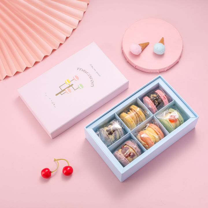 Macaron Gift Box with Handle Baking Cookie Packaging French Heart ...