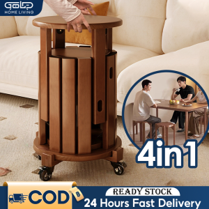 GOLD Solid Wood Stool Stackable Chair Stackable Round Chair Combination Round Stool Kerusi Makan圆凳