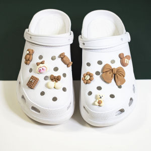 Cute Cartoon Animal Jibbitz Charms Coffee Color Shoe Buckle Flower Shoe Decoration DIY Accessories for Crocs