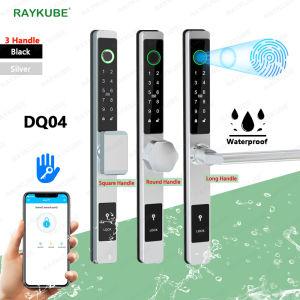 RAYKUBE DQ04 Waterproof Bluetooth TT LOCK Remote Unlock Fingerprint Smart Door Lock with Magnetic Card Password Key Aluminum Alloy For Outdoor Pull Push Sliding Door