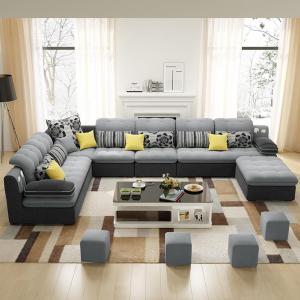 Modern Minimalist U-Shaped Technology Cloth Sofa Living Room Furniture Set Detachable And Washable Customizable for Adults