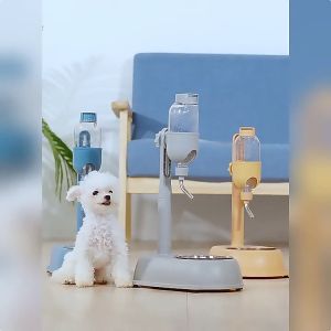 2 in 1 Pet Water Dispenser Pet Feeder Automatic hanging water dispenser vertical pole drinking water dispenser Stainless steel feeder suspension adjustable height