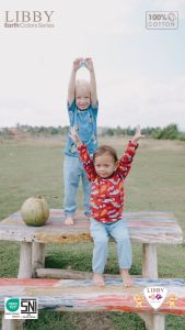 TOMS LIBBY (1pcs) Tom Long Denim Earth Celana Panjang Katun Polos Bayi & Anak Laki-laki Usia 9 Bulan - 12Tahun
