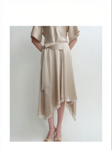 Vinegar Acetate Organza Spliced Double-Layer Bias Cut A-Line Skirt