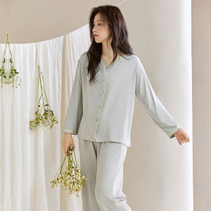 Bộ đồ ngủ nữ MiiOW bằng lụa tay dài thoáng khí