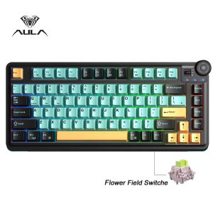 AULA | AULA AU75 Gaming Mechanical Keyboard 2.4G/BT/Wired Hot Swappable RGB 81 Keys E-sports Keyboard Desktop Office Typing Keyboard
